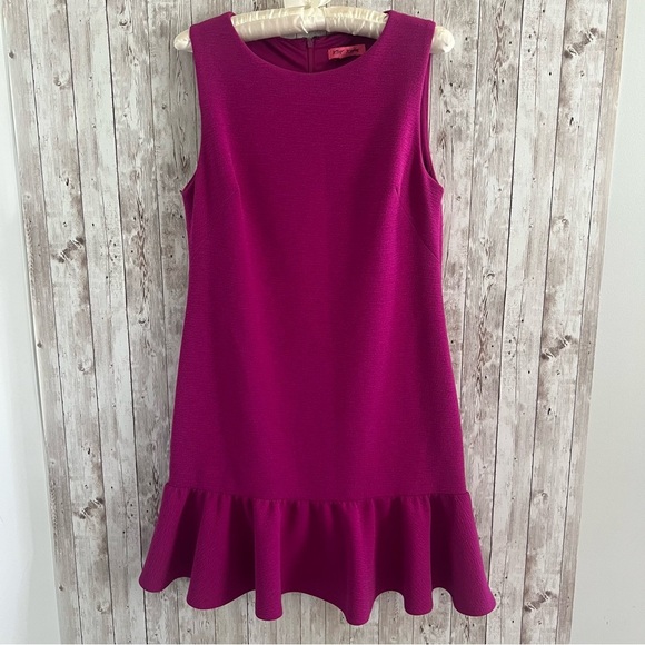 Betsey Johnson Fuchsia Ruffle Hem Sleeveless Mini Dress 8 - Picture 1 of 3
